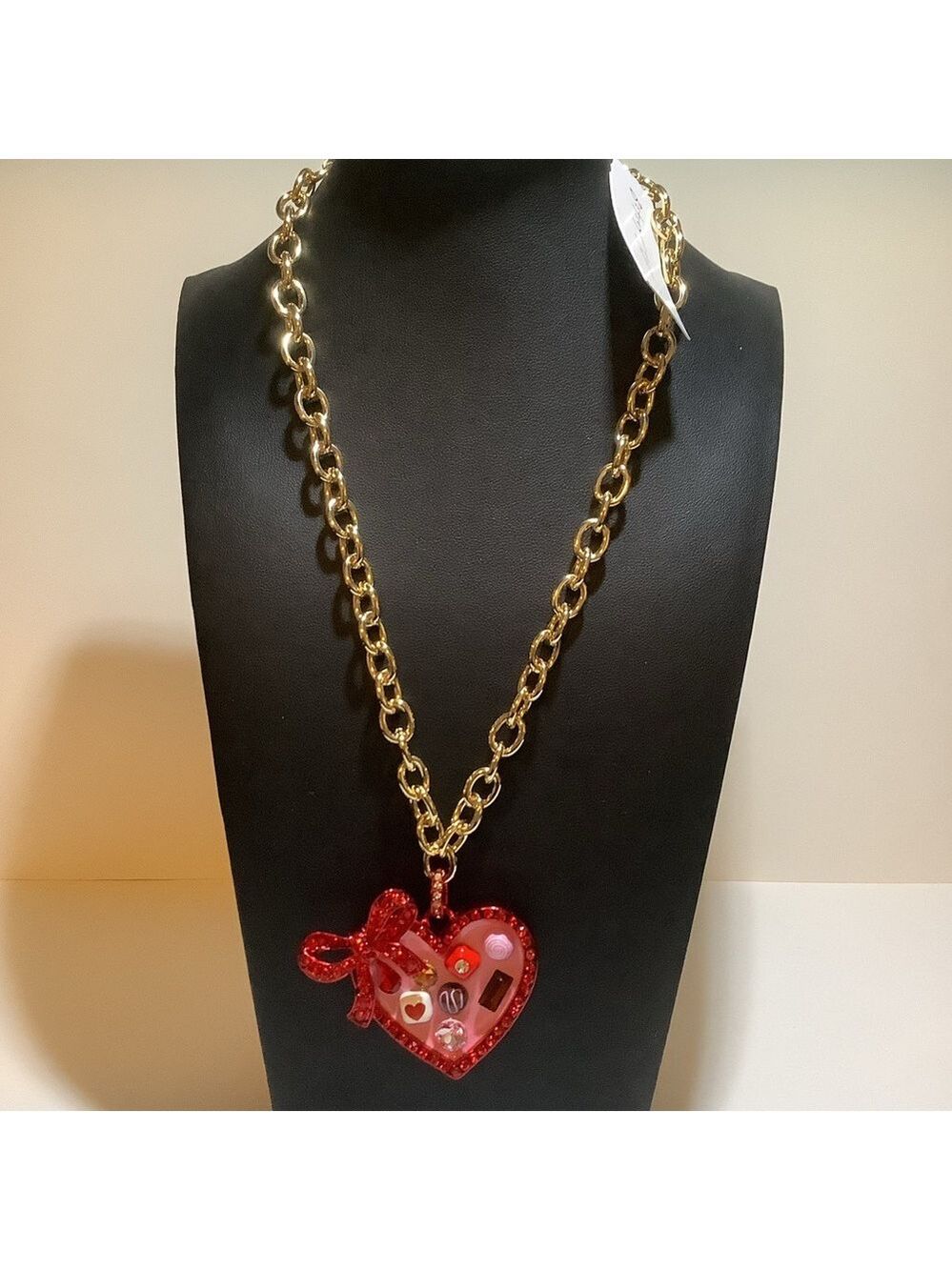 Betsey Johnson Love Spell Heart Chocolate Box Necklace New - Picture 3 of 5